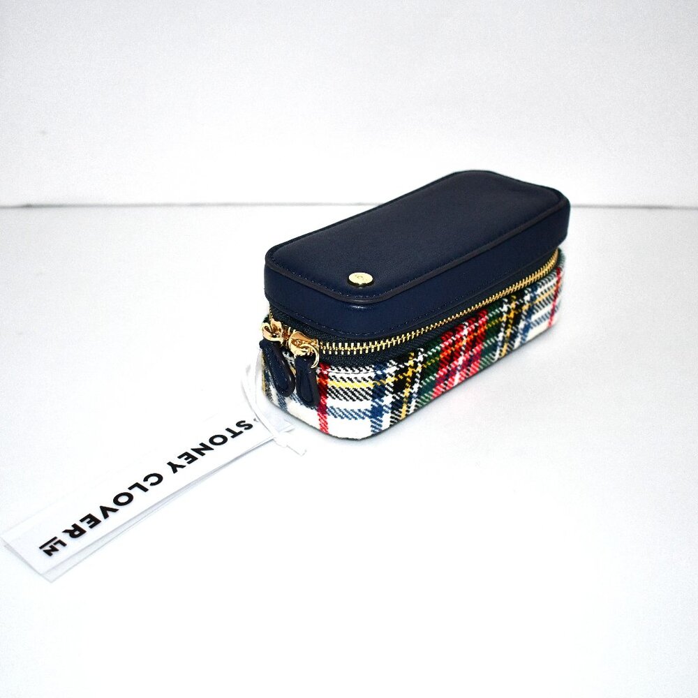 Stoney Clover Lane Faux Leather & Plaid Jewelry Pouch in Primary Plaid #SCL-EPPM